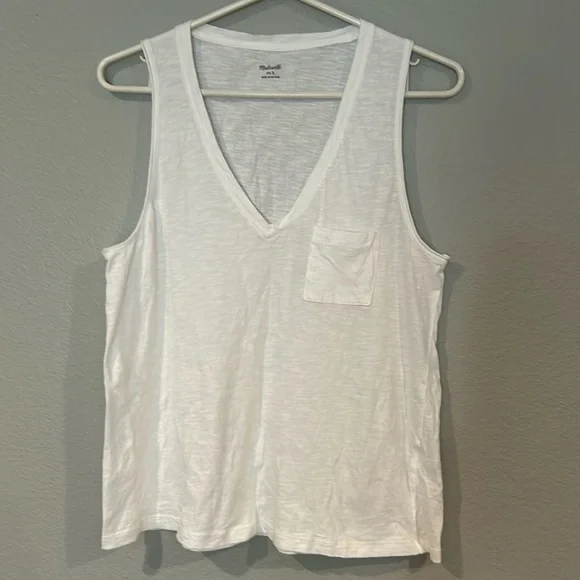 Madewell V-neck, white cotton tee Size L - Picture 1 of 4